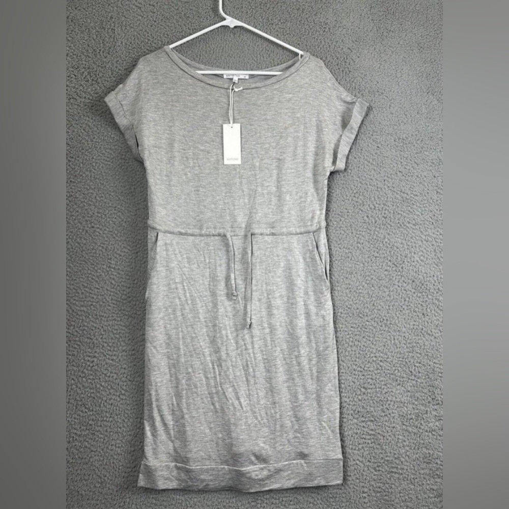 Antistar Dress Womens Extra Small Gray Short Sleeve Stretch Adjustable Pockets